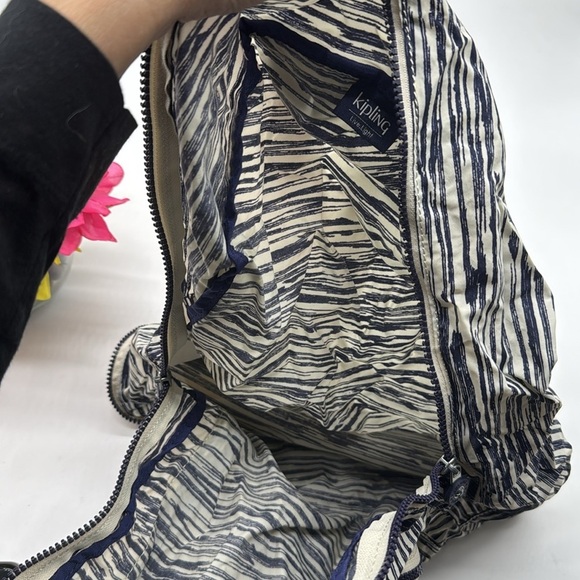 Kipling Navy Blue Cream Convertible Packable Backpack MCB7186M